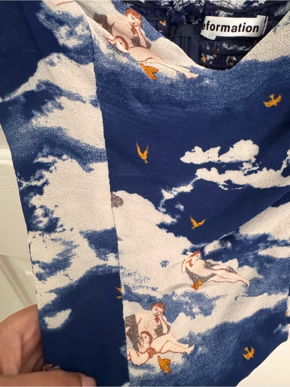 Reformation Navy Cloud & Cherub Angel Print Cami - Picture 3 of 4